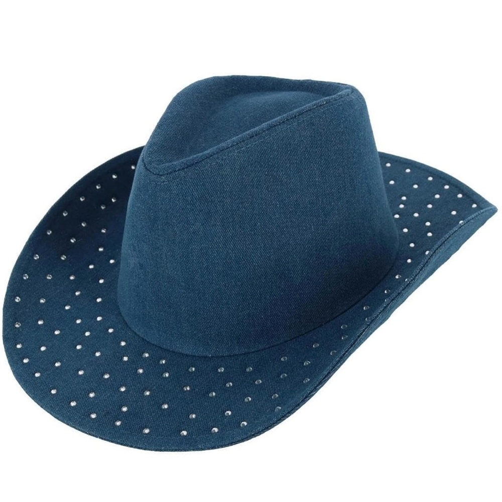 NWT/David & Young Women's Rhinestone Embellished Denim Cowboy Hat